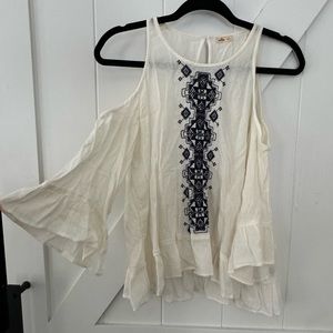 Hollister cream blouse with embroidery
